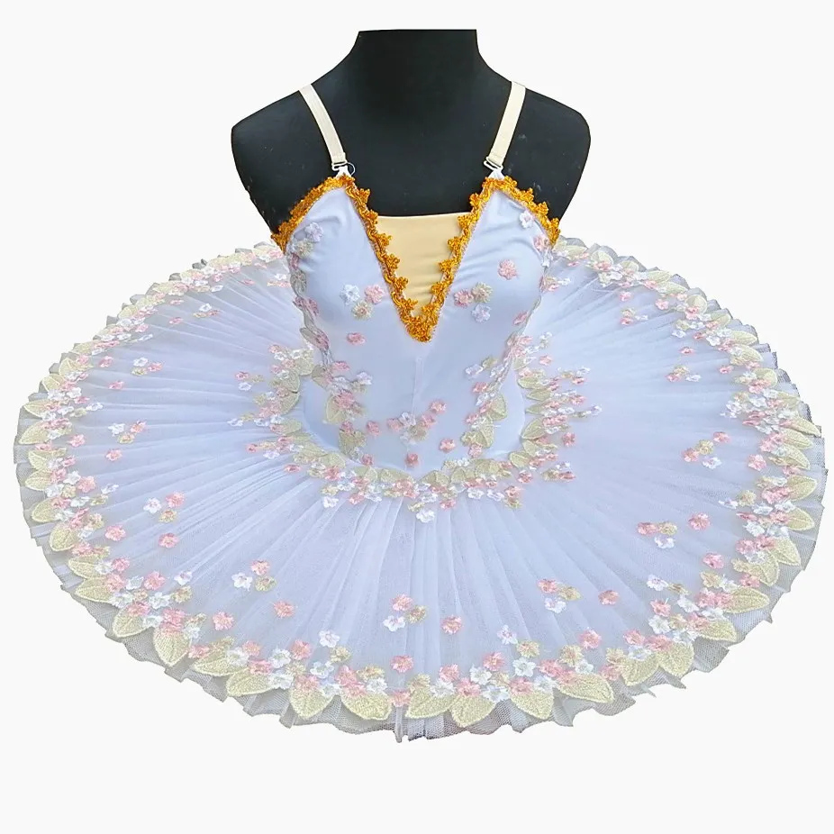 Белое балетное платье-пачка для девочек балетная танцевальная юбка вышитая