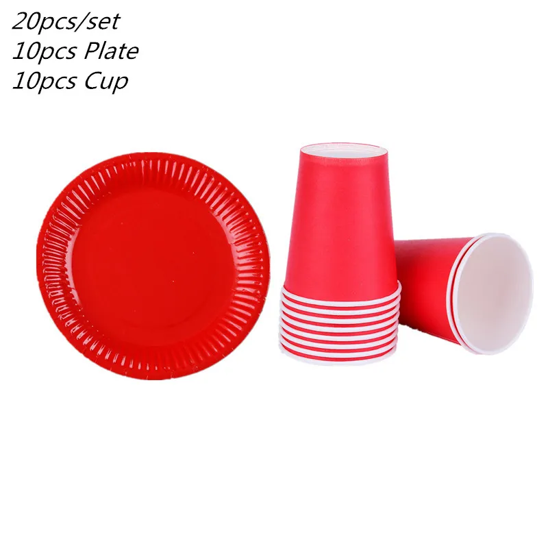 Description Picture 6 of item20Pcs/set  Blue Pink Yellow Colorful Disposable Tableware Happy Birthday Paper Plate Cup For Wedding Party Supplies Baby Shower