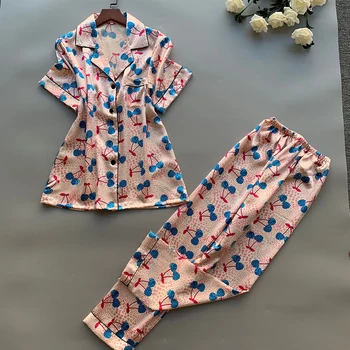 

Exquisite Print Flower Women Pajamas Suit Homewear Soft Rayon Summer New Bathrobe Gown Novelty Sexy Kimono Intimate Lingerie