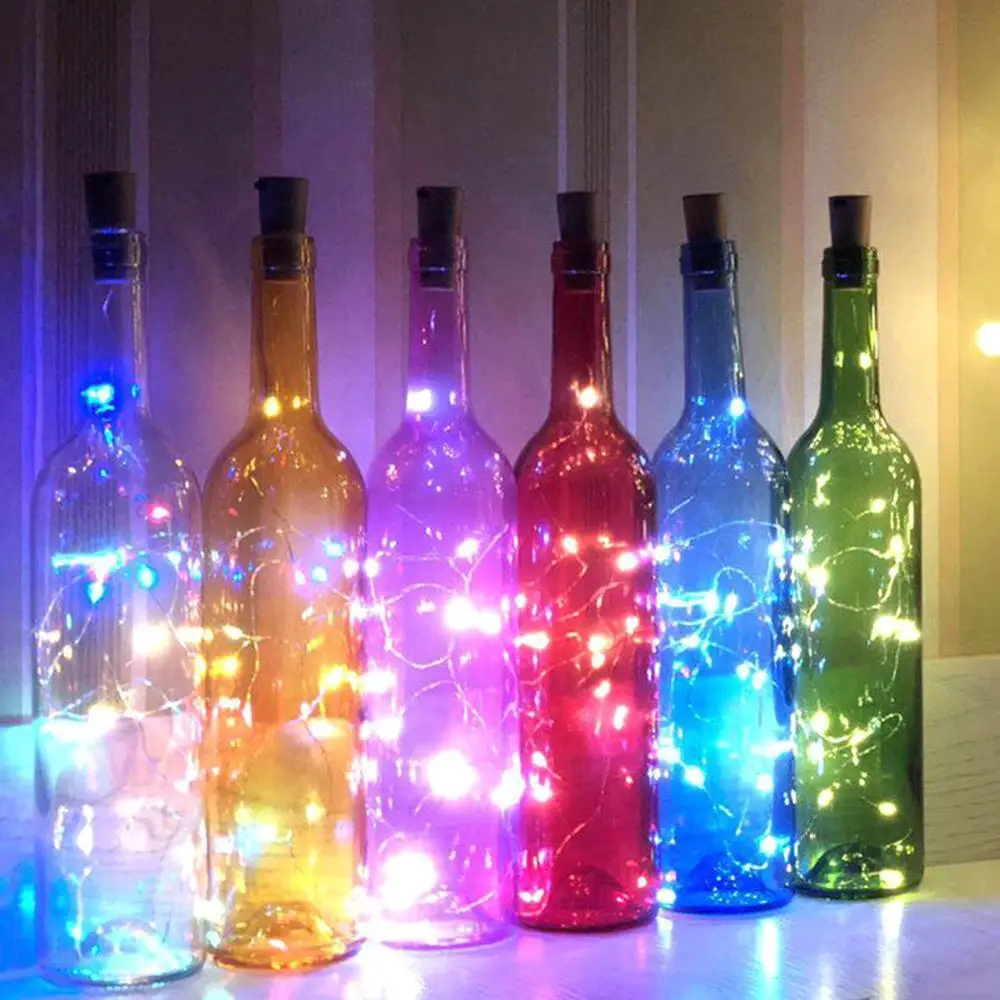 10 светодиодный солнечные светильники в форме винных бутылок Романтический пробковый Сказочный светильник s Рождественский светильник светодиодный медный гирлянда провод Сказочный светильник s