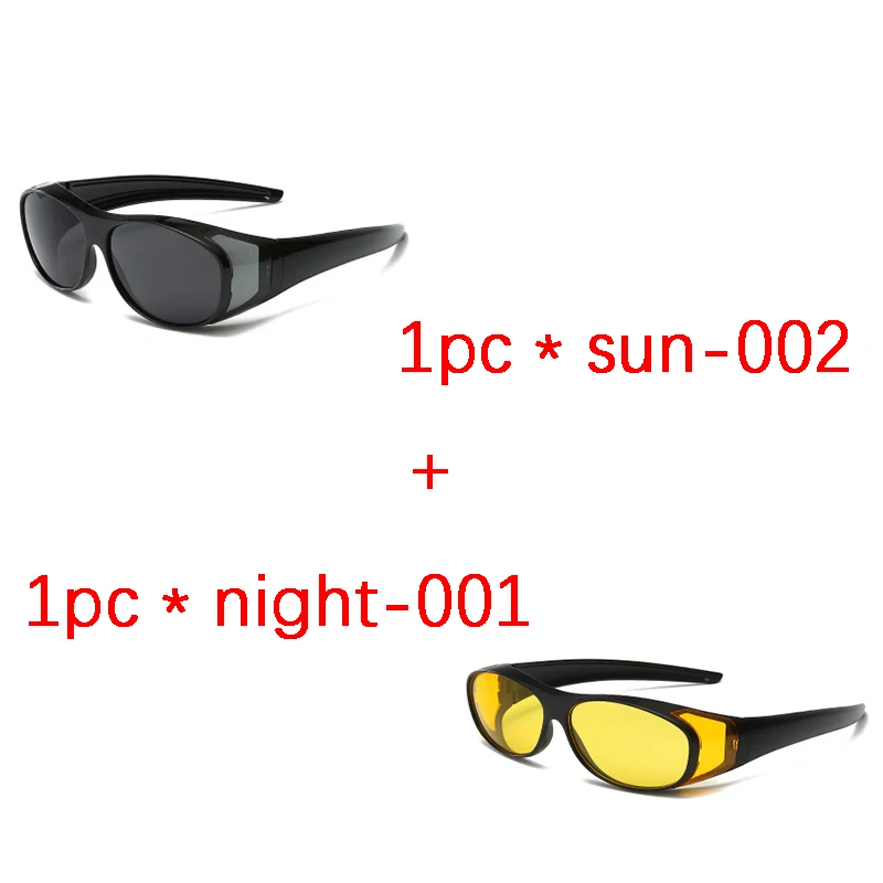 Защитные солнцезащитные очки, очки ночного видения, черные линзы из поликарбоната, анти-УФ, анти-ударные очки для вождения, спортивные очки, очки для глаз 18813 - Цвет: sun002-night001