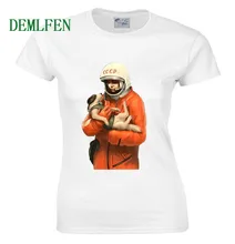 יורי גגרין Cccp רוסית T חולצות נשים ברית המועצות ברית המועצות הדפסת חולצה מוסקבה רוסיה Tees ילדה קצר שרוול כותנה Tees חולצות(China)