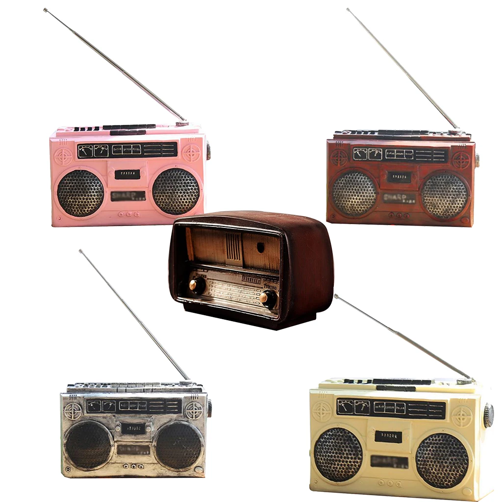 Retro Style Home Desktop Decor Resin Crafts Antique Radio Shape Saving Pot Resin Ornaments for Home Tabletop Decor Shop Display
