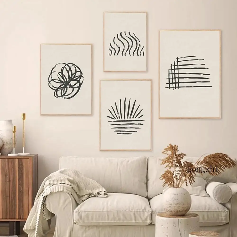 

Abstract Line Drawing Canvas Painting Nordic Minimalist Posters and Prints Wall Art Pictures for Living Room Home Decoration