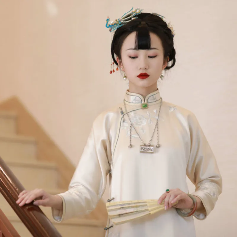 

Vintage Simple Long Qipao Women Ethnic Style Chinese Dress Hanfu Traditional Robe Orientale Vestido Chino New Female Cheongsam