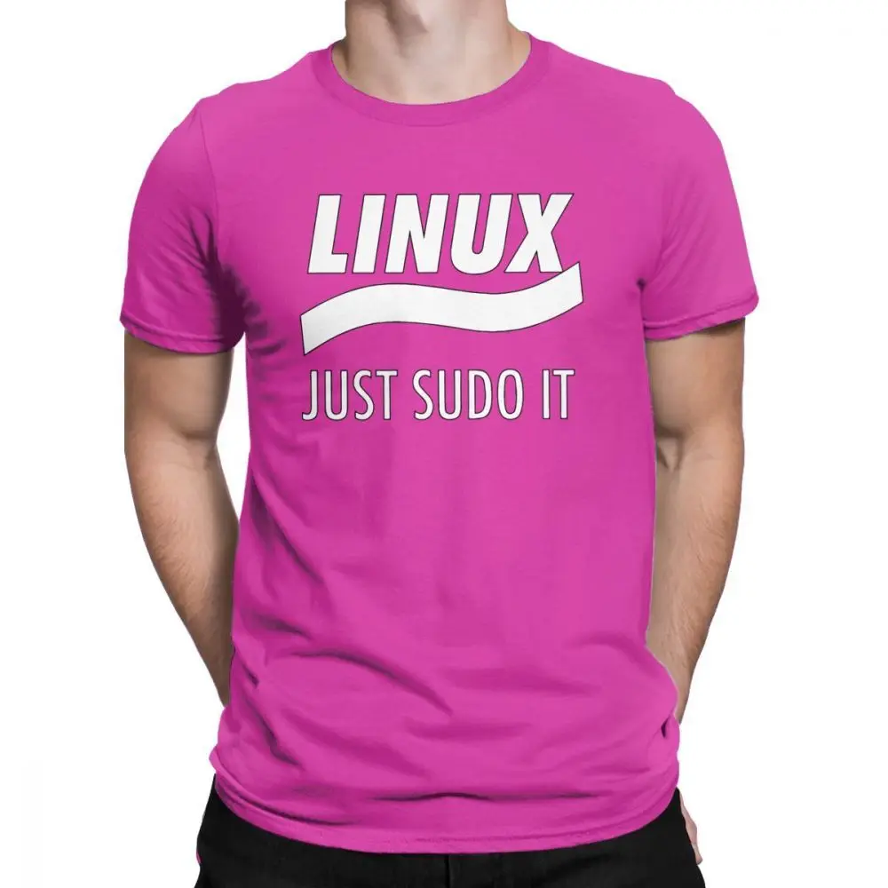 One yona Linux Just Sudo It Geek футболка для мужчин Винтаж хлопок футболка с круглым вырезом футболки с коротким рукавом большой размер Топы - Цвет: Fuchsia