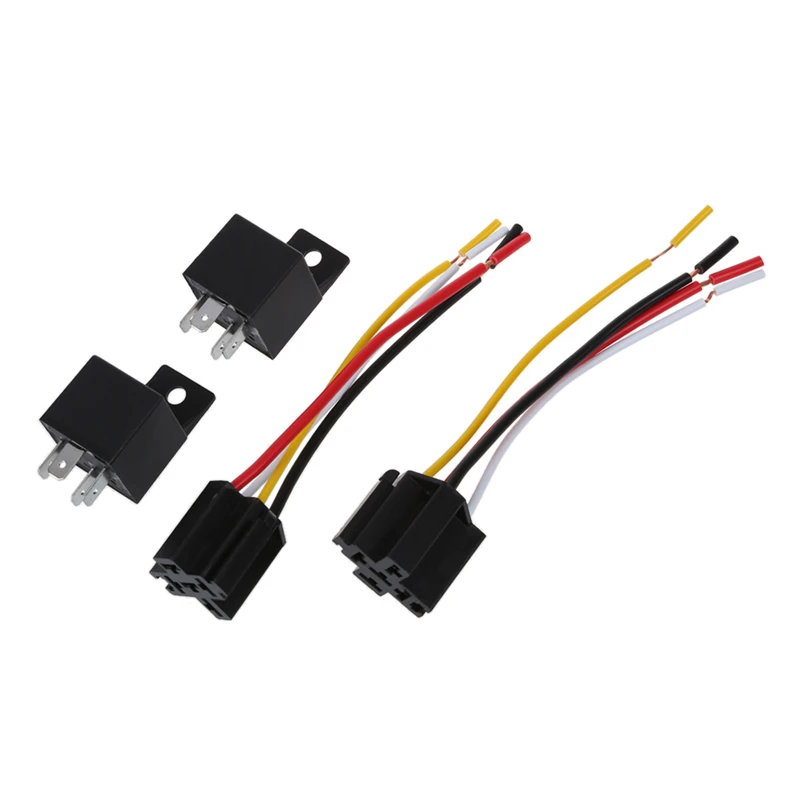 

2 x Car Relay Automotive Relay 12V 40A 4 Pin Wire with 5 outlets NEW