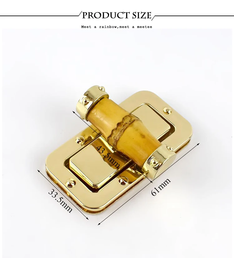 33X61mm Lightgold Bamboo Metal Turn Lock Snap Women Bag Twist Lock Clasps Closure DIY Metal Buckle Hardware Accessories E6-16