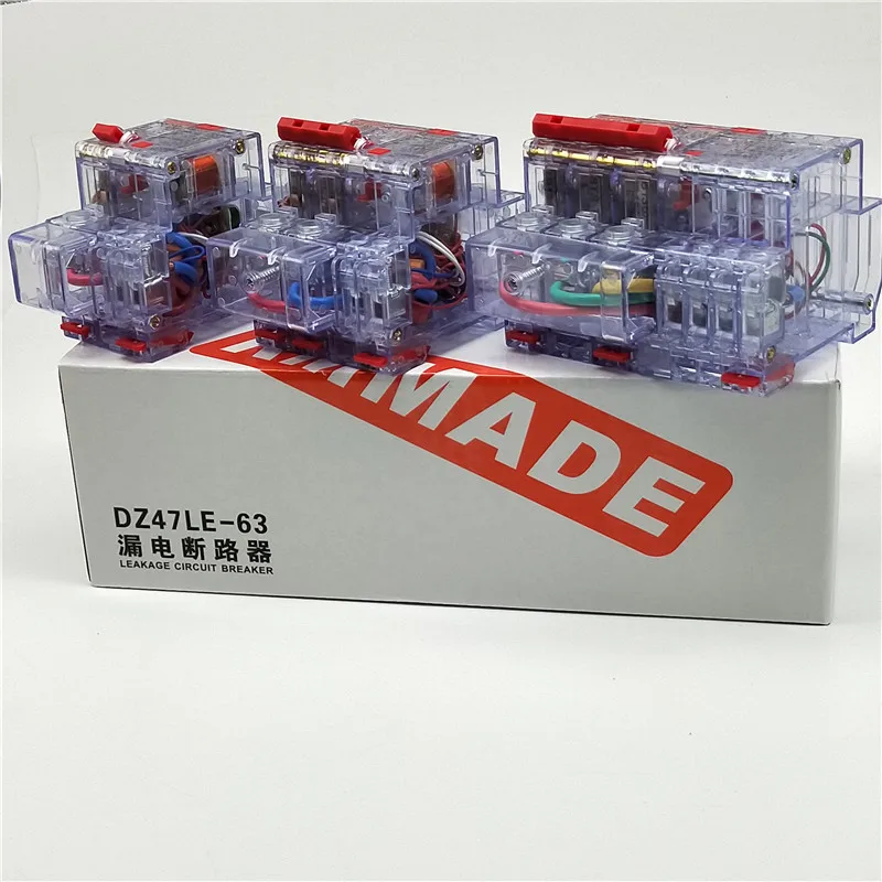AC220V-400V DZ47LE-63 6A 10A 16A 20A 25A 32A 40A 50A 63A прозрачный остаточный ток утечки на землю выключатель для защиты