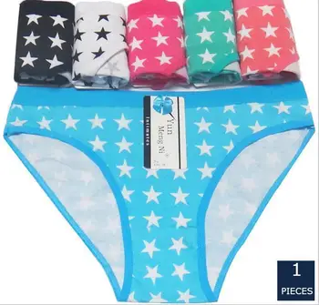 

Alyowangyina 5pcs/lot Hot Selling Cotton women's briefs fashion star printed cotton underwear women's cotton briefs 89106