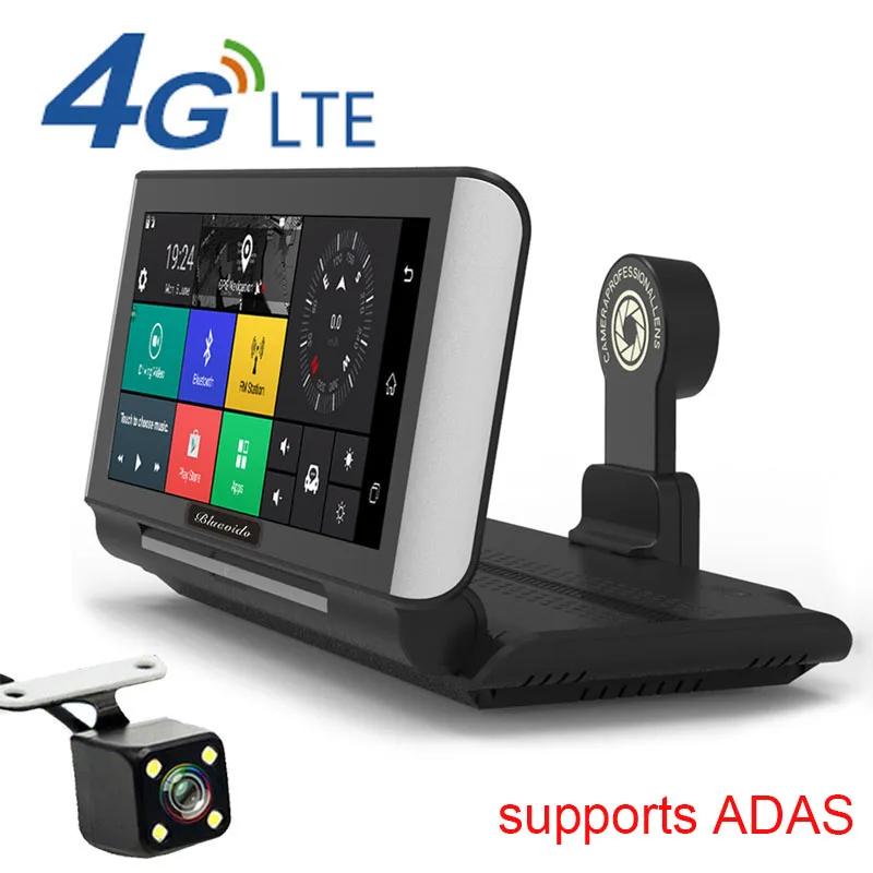 Горячие Новые 7 дюймов Авто 4G Видеорегистраторы для автомобилей Камера gps FHD 1080P Android Dash Cam навигации Adas автомобиля видео Регистраторы Двойной объектив панель приборов для камер - Название цвета: 4G