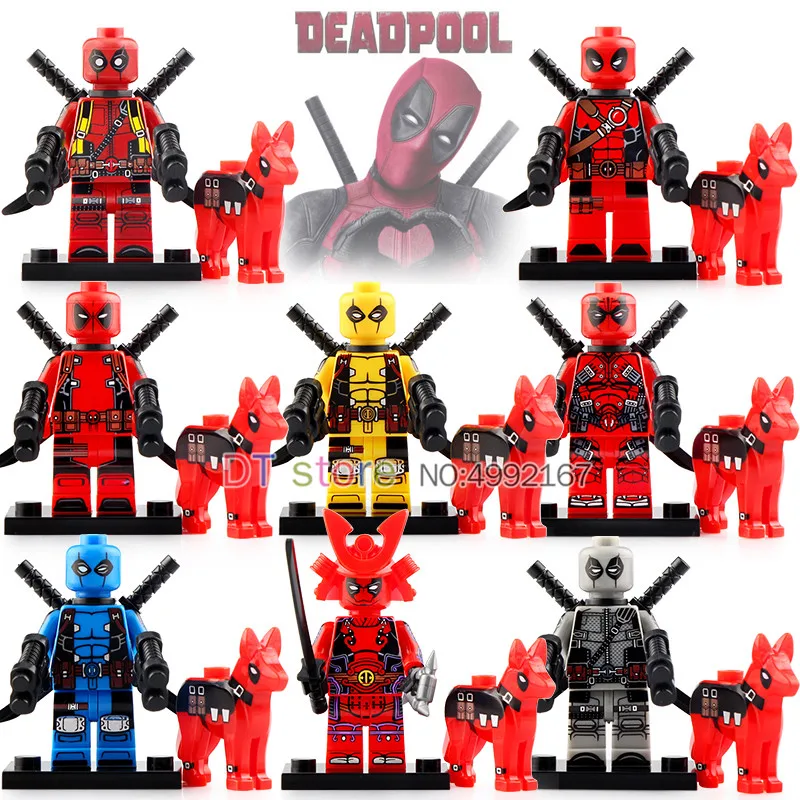 

50PCS Super hero Avengers marvel Deadpool dog Iron Man War Machine Building Block TOYS For children gifts KT1030