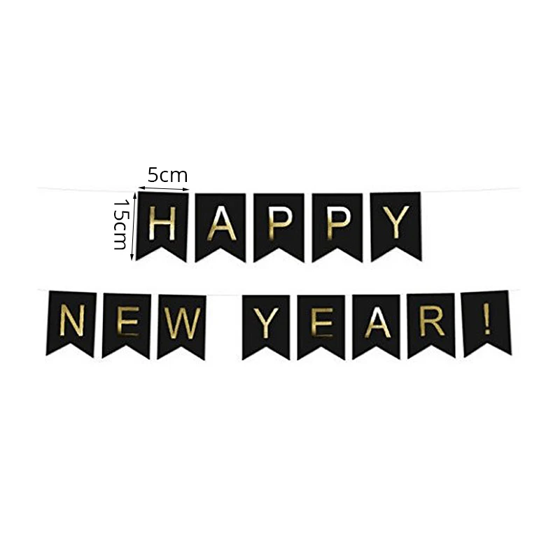 happy new year balloons banner photo booth props new year eve party decoration garland cake topper new year supplies - Цвет: 1set paper banner