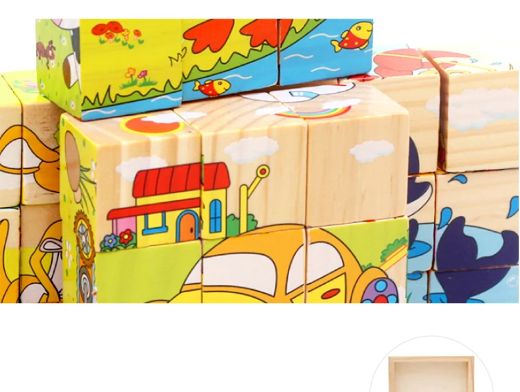 Высококачественная Шестигранная картина, деревянные пазлы, игрушки, детские кубики для раннего ребенка, обучающая головоломка, 3D детские