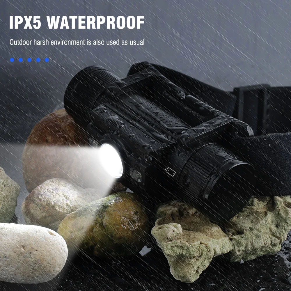 LED Headlamp 7-Modes Powerful Waterproof Headlight Type-C Rechargeable