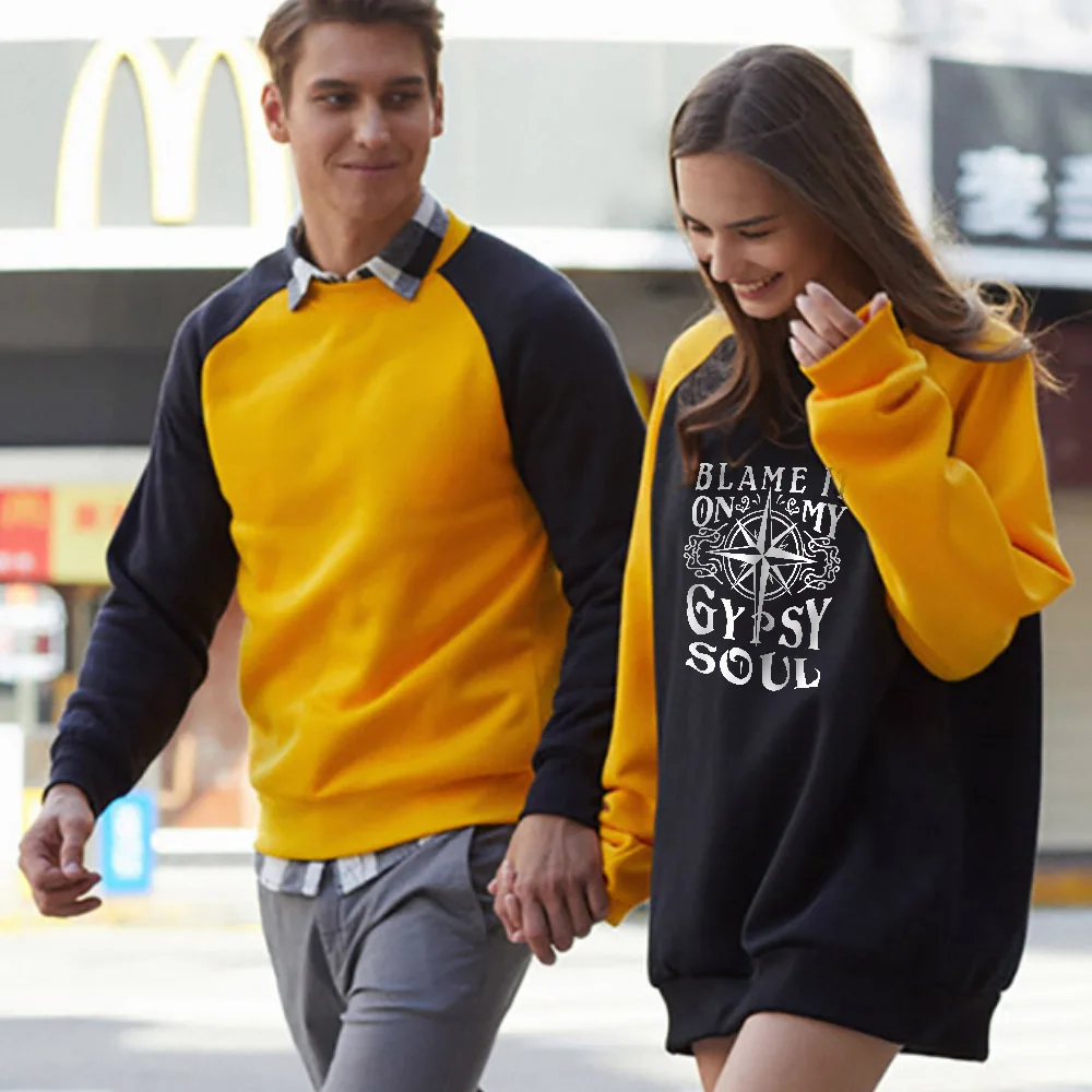 

2QIMU Couple Oversize Hoodies Quality Patchwork Autumn Fashion Sweatshirts Loose Long Sleeve Women Cotton Printed letter Moleton
