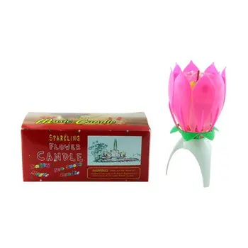 

Fashion Lotus Flower Festival Birthday Cake Decorative Music Candles Fashion Modeling Automatic Flowering No Pollution