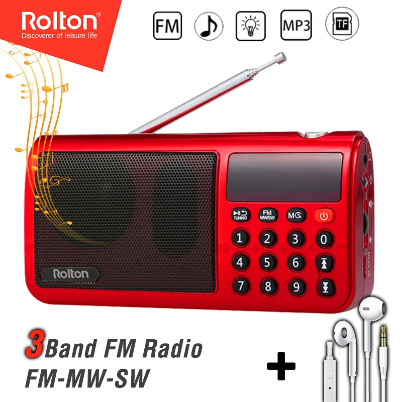 

Portable FM Radio MP3 Music Player MW/SW Digital with LED Display Support Micro TF Card mini radio fm Speaker Rolton T50
