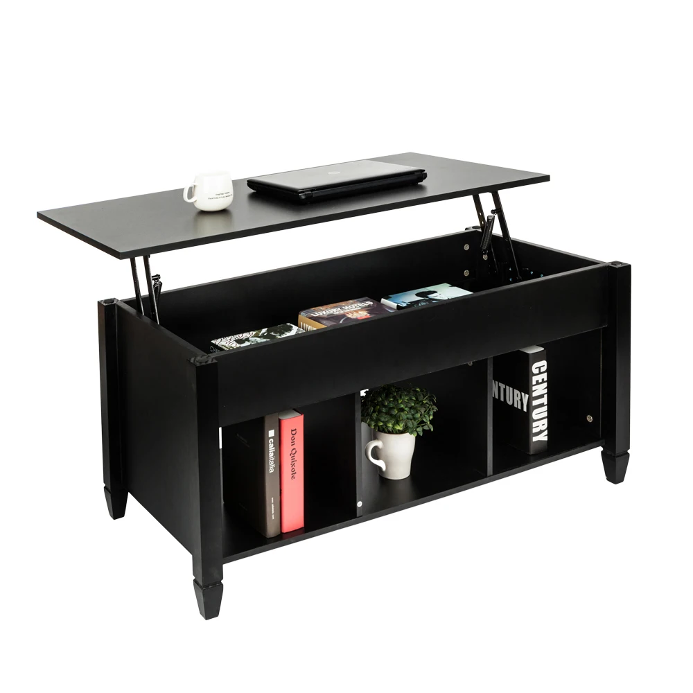 

[US-W]Lift Top Coffee Table Modern Furniture Hidden Compartment And Lift Tabletop Black living room furniture