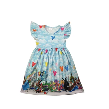 

Woven summer girls' dress with cute pattern adorable kids dresses boutique frock