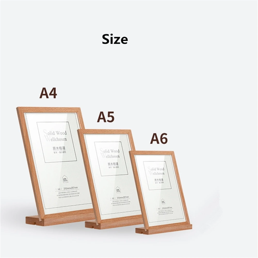 A6 T And L Shaped Table Wood Sign Card Holder Stand Restaurant Advertising Menu Price Listing Holder Payment Card Flyer Display double side rotating metal acrylic sign holder display stand ad picture flyer frame restaurant menu price listing holder stand