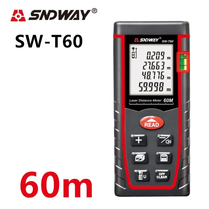 Лазер Sndway дальномер измеритель расстояния 40 м 60 80 100 цифровой электронный рулетка