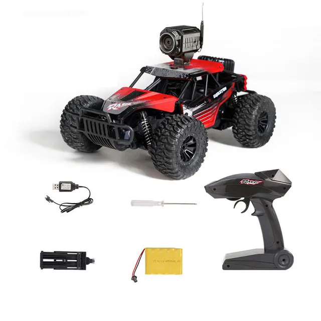 Red with Camera 1:12 Электрический 2,4G RC автомобиль Рок Гусеничный пульт дистанционного управления игрушечные машинки 25 км/ч на радио с камерой управления светодиодный привод внедорожные игрушки - Цвет: Red with Camera