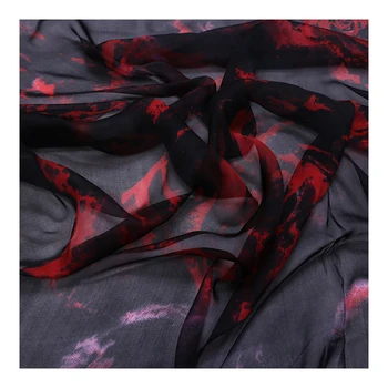 

New dark red 100% silk chiffon fabric thin silk printing Chiffon DIY printing special price silk fabric