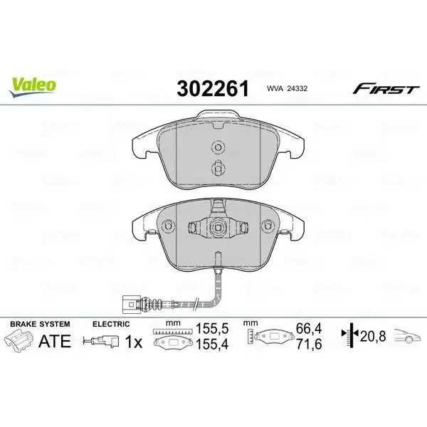 Колодки тормозные дисковые перед AUDI Q3 11-/VW SHARAN 10-/TIGUA