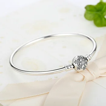 

CODEDOG Authentic 925 Sterling Silver Engrave Snowflake Clasp Unique as you are Snake Chain Bracelet & Bangle DIY Jewelry 915