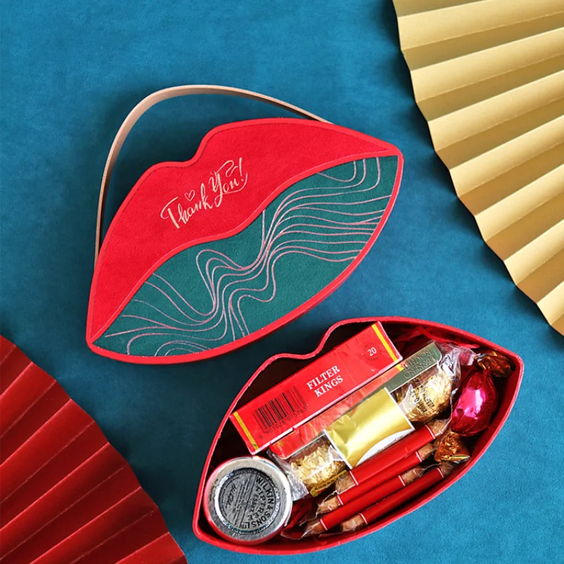 Red Lips Shaped Gift Box with Handle Christmas Birthday Present Wrapping Makeup Jewelry Clothes Craft Packaging Supplies | Дом и сад