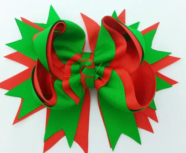 Girls Christmas Hair Bows With Clips Grosgrain Ribbon Headwear Handmade Bowknot Hair Accessories For Christmas 5 inches/8 inches - Цвет: 8