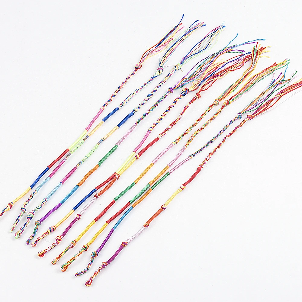 10Pcs/Sets Colorful Rainbow Color Mix Braid Bracelets women girls Jewelry Gift DIY Charm Handmade Rope Bangles Random Color bracelet jewelry