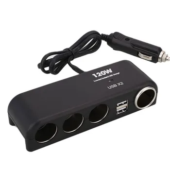 

4-socket Power Splitter Dc Outlet Multi-use 2ports Car Charger Adapter 4cigarette Lighter Sockets 2usb Ports Split Switches#yl10