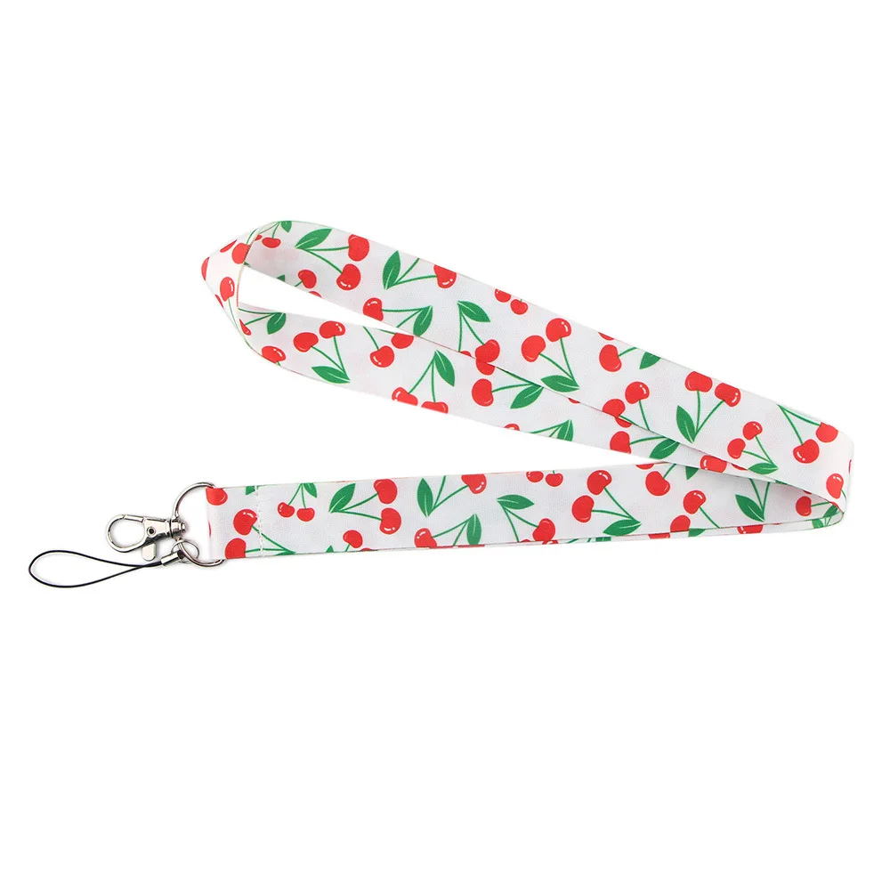 Fruit cherry Funny art Lanyard Neck Key Strap for Phone Keys ID Card Cartoon webbings ribbons