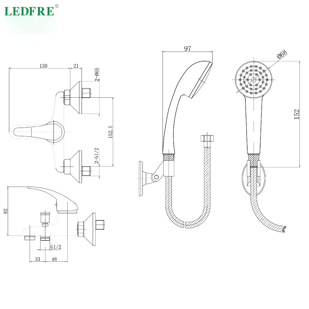 LEDFRE одноступенчатая Одноручная ванная комната кран горячей и холодной воды