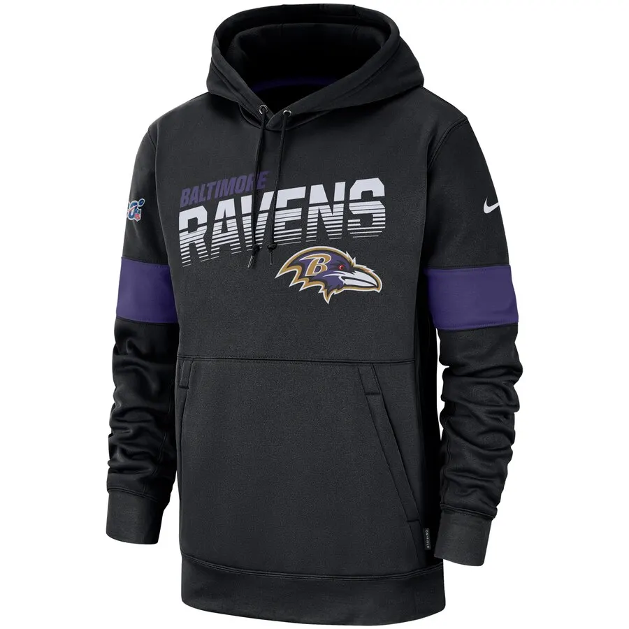 Baltimore мужская футбольная Толстовка Ravens 100th Sideline Team Логотип Производительность пуловер Толстовка черный