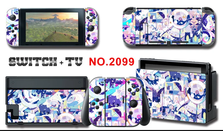 1set New Cute Anime Full Body Sticker for NS Switch Protective Cover Skin Colorful Art for Game Console Joy-Con Controller Decor