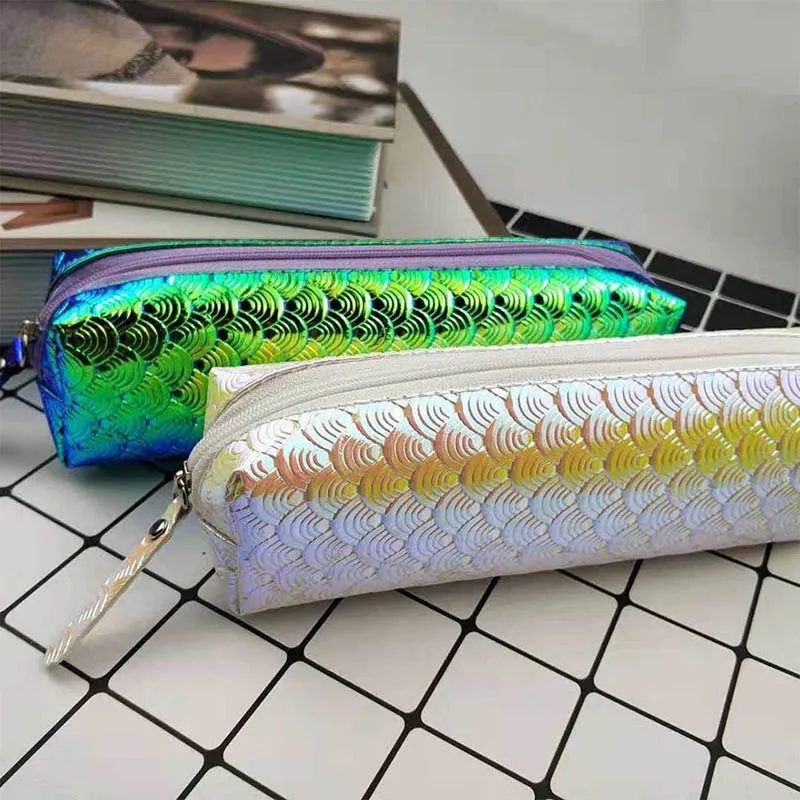 Fish Scale Sequins Pencil Case Girls Cosmetic Bags for Women Fashion Shining Storage Pen Bag Fashion Clutch Makeup Pouch