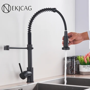

Black/Chrome Kitchen Faucet Pull down 360 degree rotation Chrome Kitchen Faucets Crane Dual water mode Hot Cold water Mixer Taps