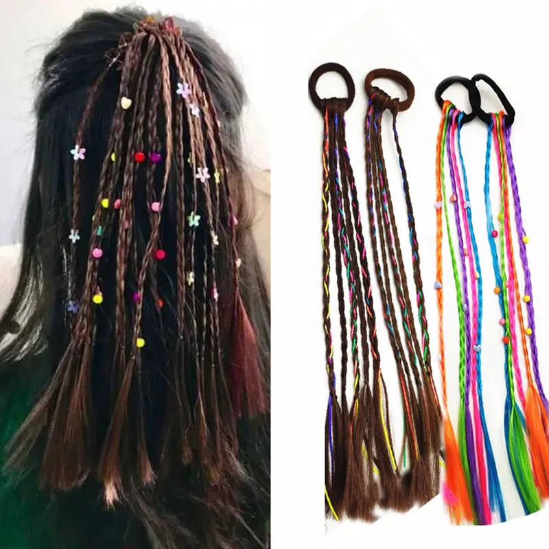 

Children's Wig Hairband Braids Elastic Hair Bands Horsetail Hair Ring Party Scrunchie Ponytail Holder Hair Accessories