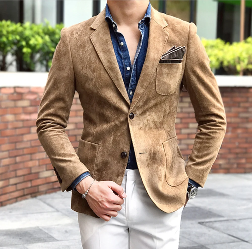 

Men Suit Blazer Lapel wool tweed Prom Dress Suits Jacket Custom Made Homme Mens Suits custom size suit (Blazer)