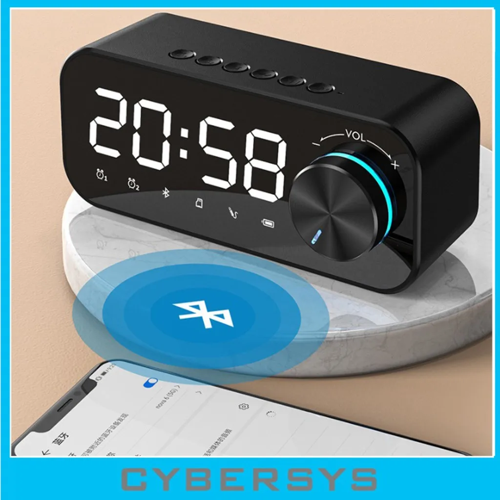 Bluetooth Speaker FM Radio Wireless LED Mirror Alarm Clock Subwoofer Music Player Desktop Clock Speaker Portable Speaker - ANKUX Tech Co., Ltd