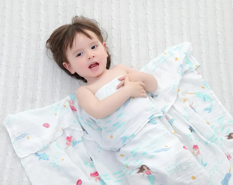 Bamboo Baby Blanket Baby Girl Swaddle Wrap Newborn Baby Bath Towel Stroller Sleep Cover Muselina Bebe Algodon 120x120cm
