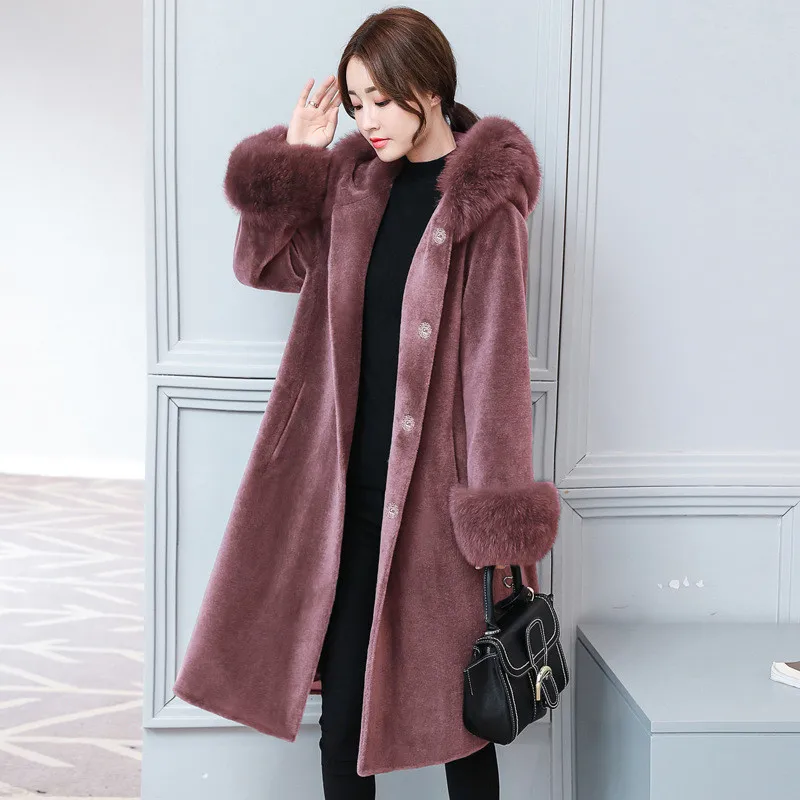 

2020 Woman Faux Fox Collar Coat Female Warm Winter Jacket Women Hooded Fur Coats Thick Women's Jackets Abrigo WXF437