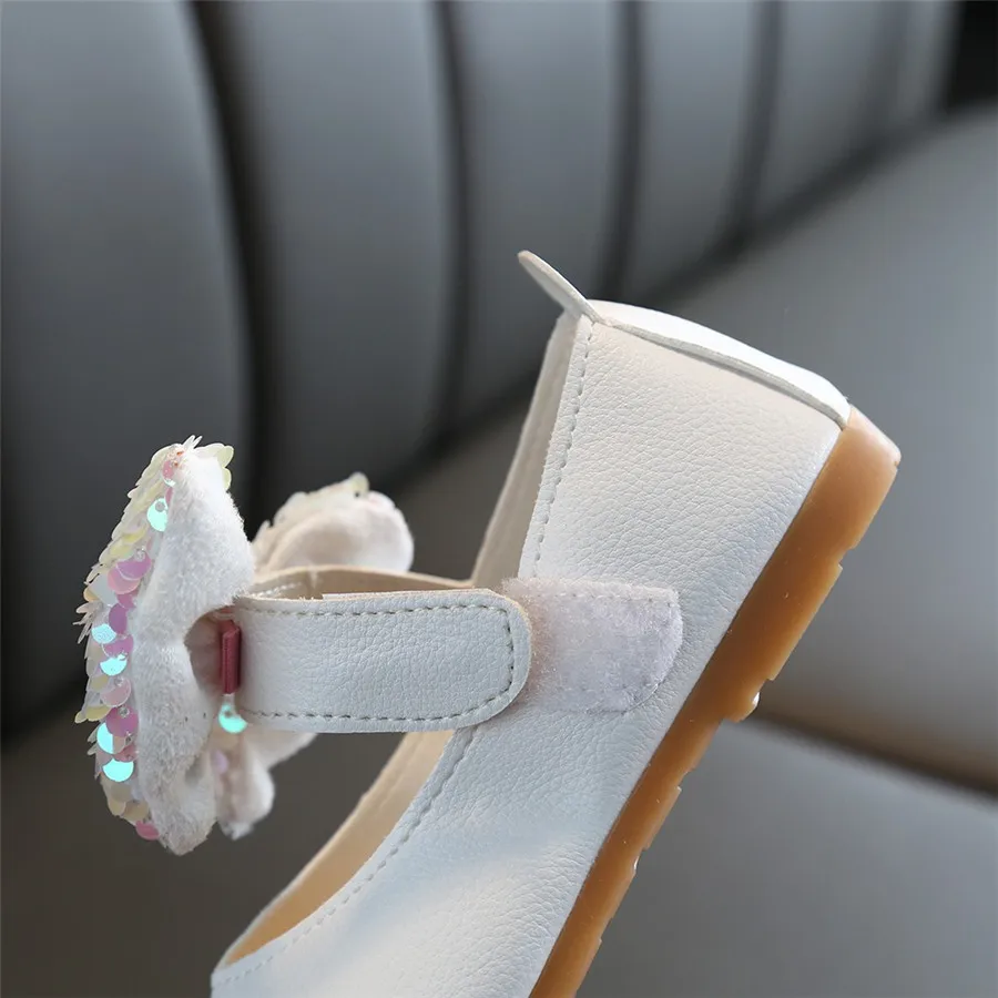 Girls solid color sequins rhinestones bow princess shoes baby girl cute dance shoes casual shoes single non-slip bow shoes 35A14 (26)