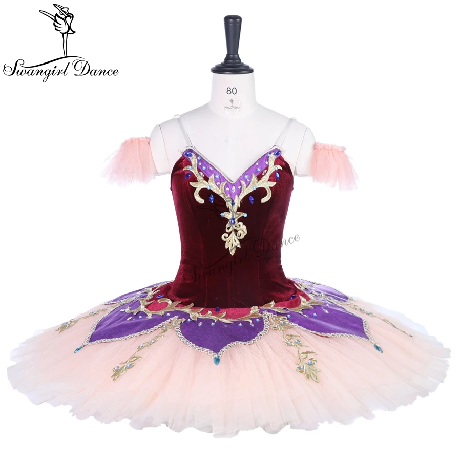 professional nutcracker ballet tutu costume burgundy beige fairy classical ballet tutu costume dress BT9261