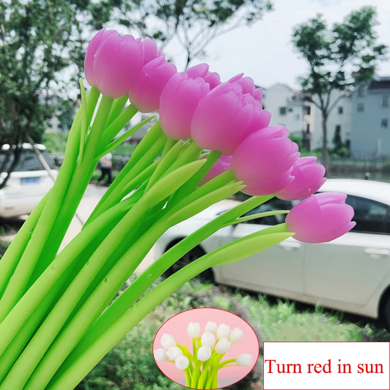 Turn red in sun Креативная обесцвечивающая гелевая ручка с тюльпаном Kawaii, милая ручка с цветами, новинка, нейтральная ручка для детей, девочек, подарок, школьные, офисные, канцелярские принадлежности - Цвет: Turn red in sun