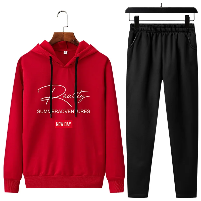 

New Style MEN'S Sportswear Two-Piece Set Spring And Autumn Korean-style Trend Hooded Pullover Hoodie Suit Slim Fit