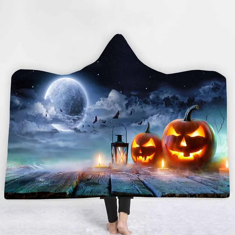Человек-паук и надписью "Happy Halloween" одеяло с капюшоном бархатные двойные Слои фестиваль для дивана, из микрофибры постельное покрывало